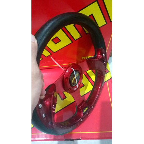 Jual Stir Racing Momo Universal 13 Inch Merah Ruby Plus Logo | Shopee ...