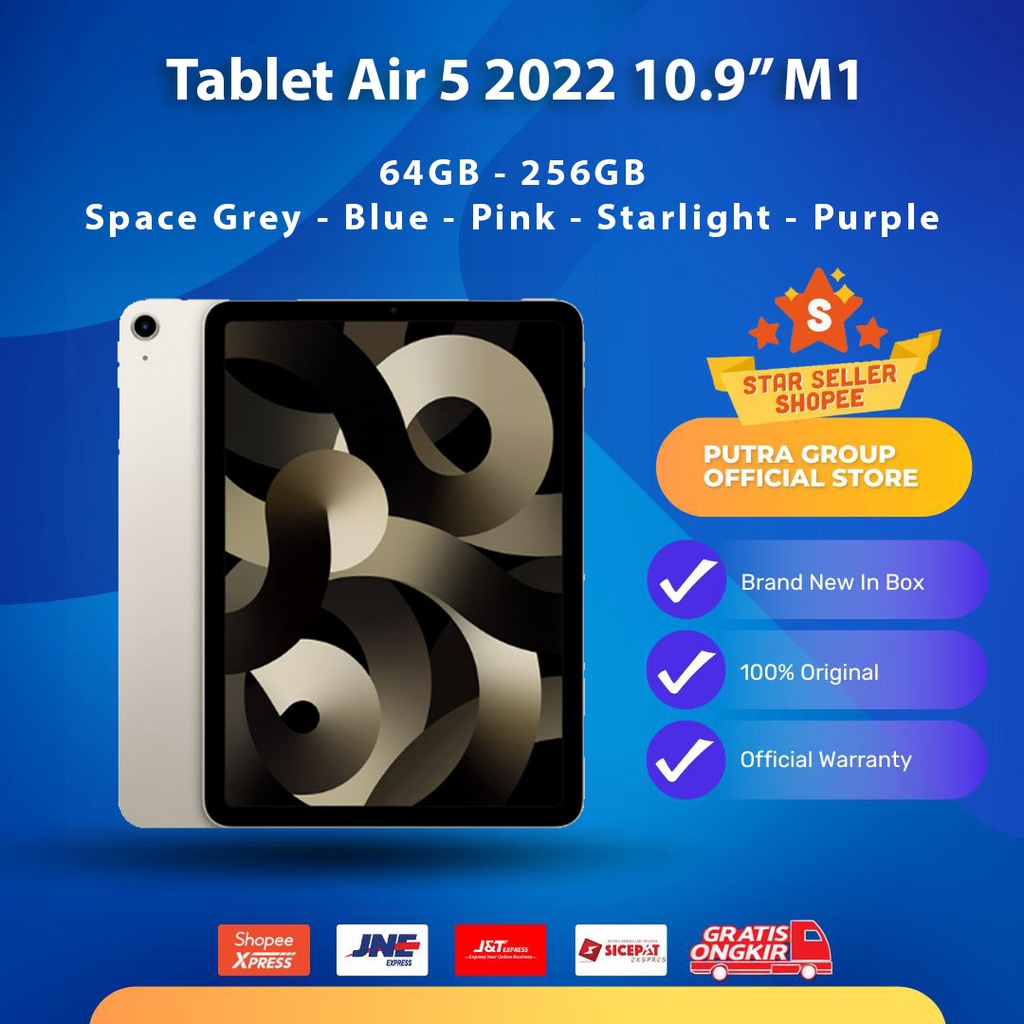 Jual iPad Air 5 M1 64GB 256GB WIFI Cellular 5G Bue Purple Grey Pink ...