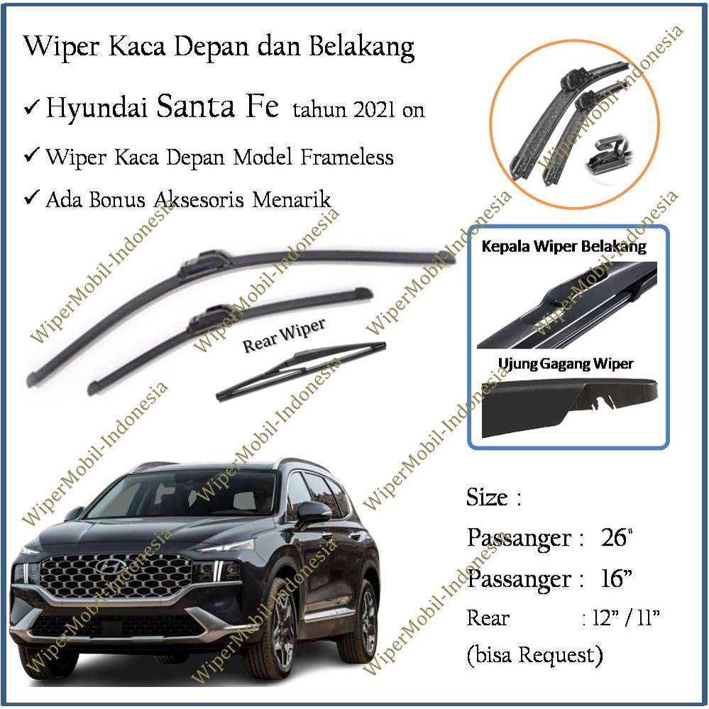 Jual Wiper Frameless Kaca Depan Belakang Hyundai Santa Fe Shopee Indonesia