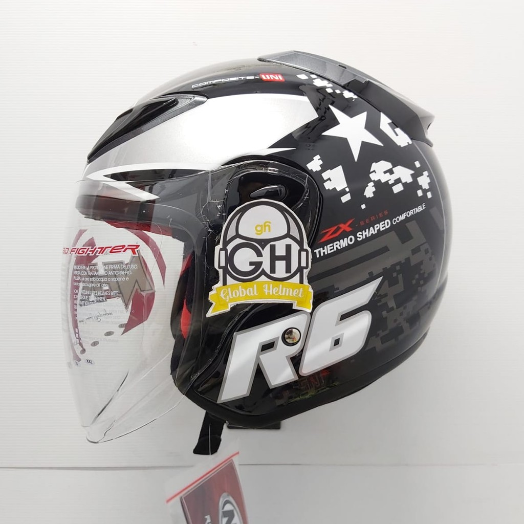 Jual HELM HALF FACE NHK R6 R-6 MOTIF PIXEL BLACK SILVER | Shopee Indonesia