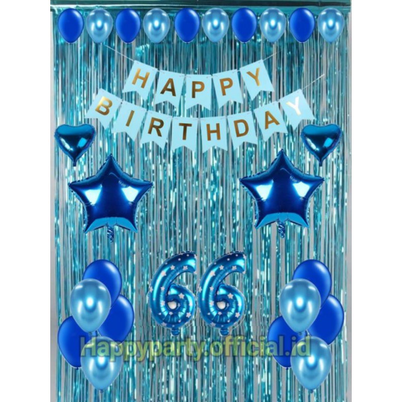 Jual PAKET DEKORASI ULANG TAHUN/ HAPPY BIRTHDAY TEMA BIRU UK. 2 x 2