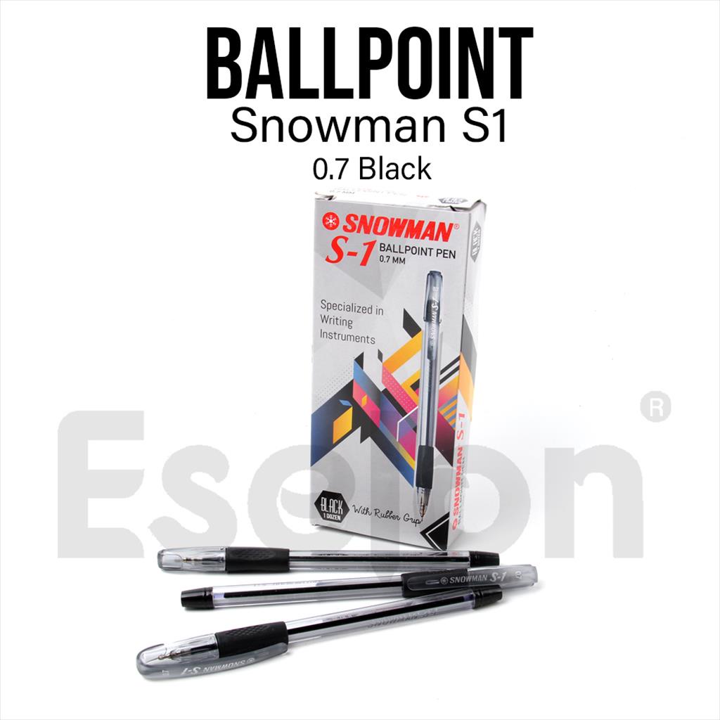 1buah/1pc Pulpen Snowman S1 Hitam 0.7mm