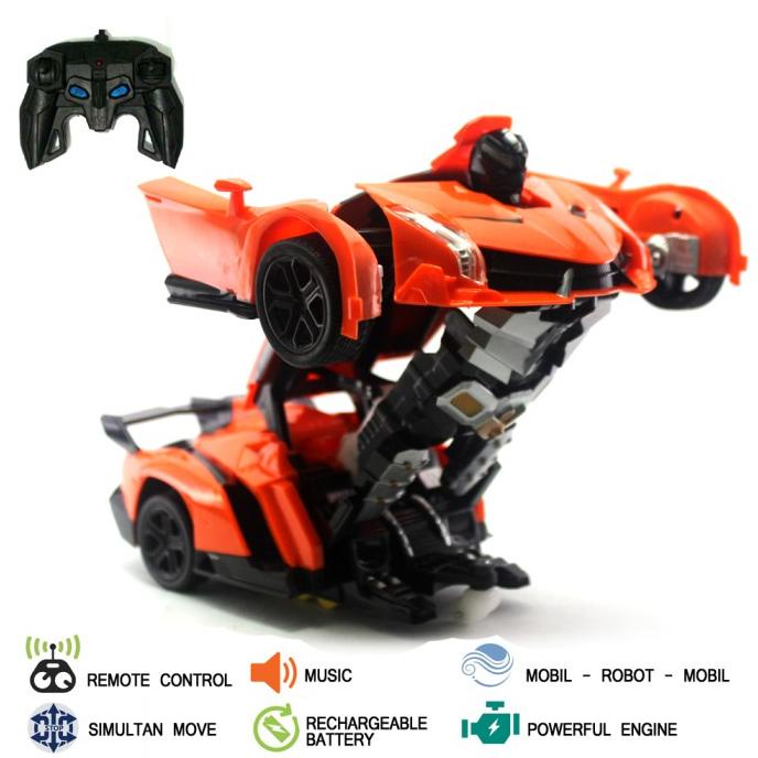 Jual Mainan Remote Control Transformer Deform Robot Orange | Shopee ...