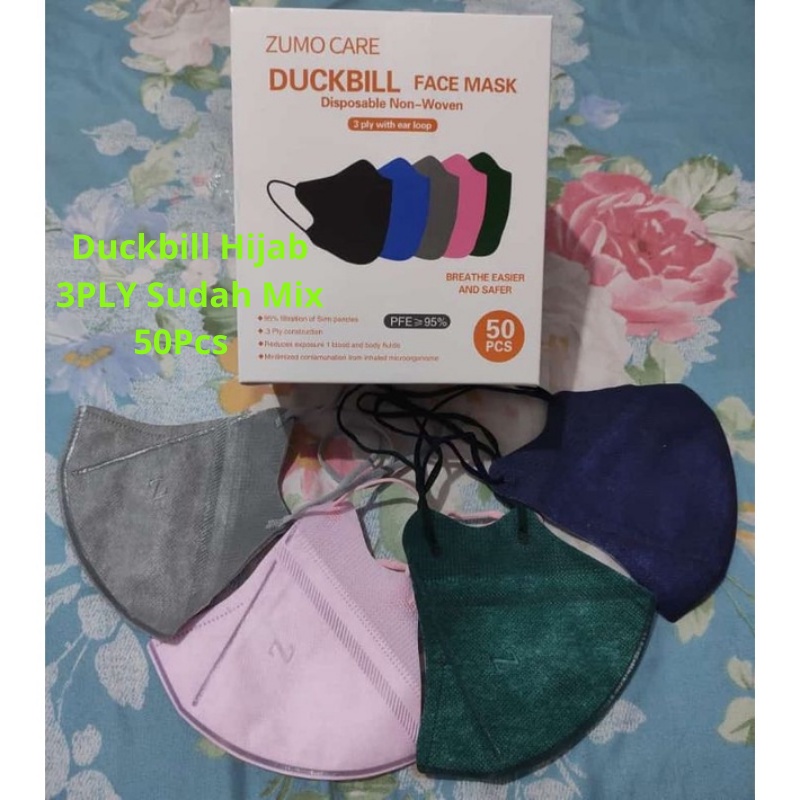 Jual Masker Duckbill Hijab Headloop Garis 3Ply Premium Quality Facemask ...