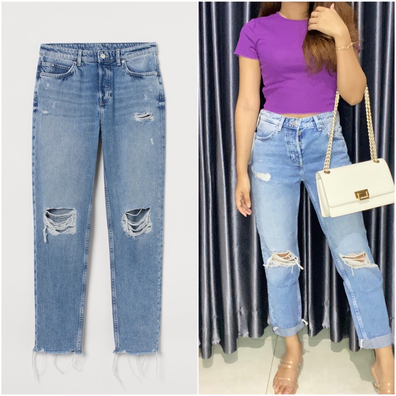 Jual Boyfriend ripped Jeans H M SALE Shopee Indonesia