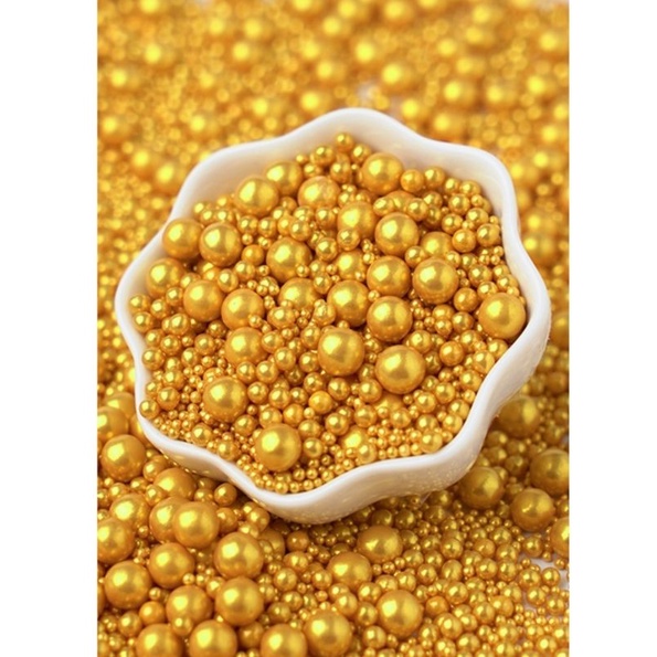 Jual Gold Sprinkles / Edible Pearl - 2mm - Jakarta Barat - Reolly