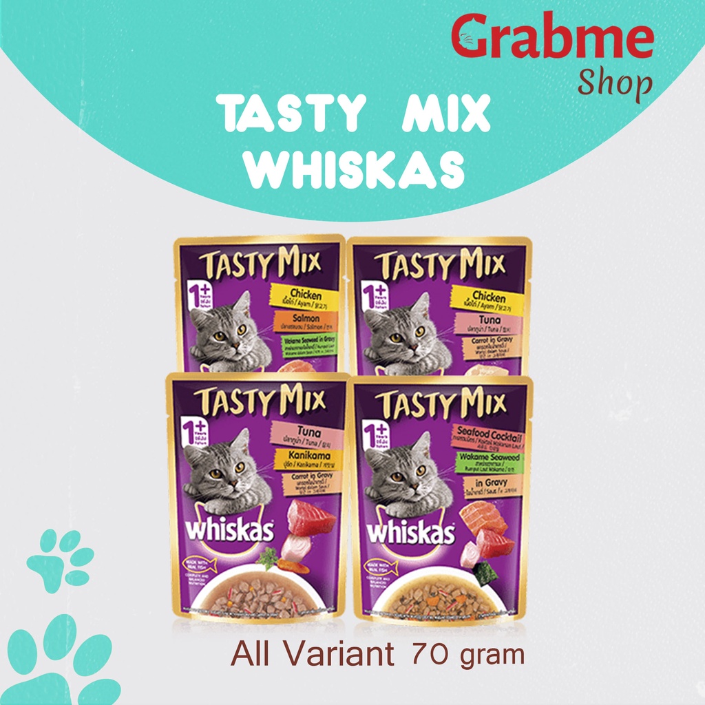 Jual Makanan Kucing Basah WHISKAS pouch TASTY MIX All Variant 70 gr