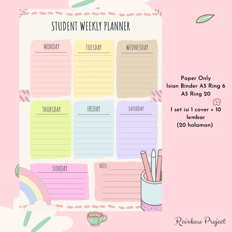 Jual Student Weekly Planner Jadwal Kegiatan Activity Pelajaran Sekolah ...