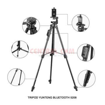 Tripod YUNTENG VCT 5208 Remote Bluetooth Tomsis Tripod Penyangga Handphone Kamera Holder U