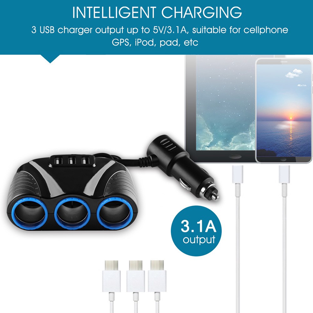 Jual 3 USB Charger Mobil dengan 3 Portal berdaya 12V-24V Kecepatan ...