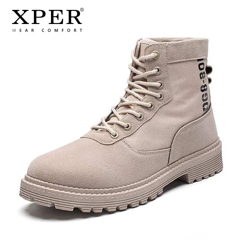 PO Import Gratis Ongkir XPER Brand Autumn Winter Motorcycle Ankle Boots Men Lace Up Shoes Male Work