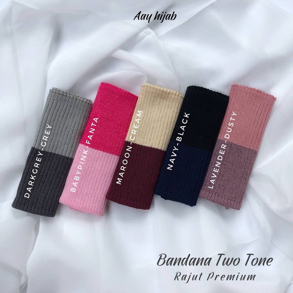 Jual [AayHijab] Bandana Rajut Two Tone Premium Anti Melar | Shopee ...