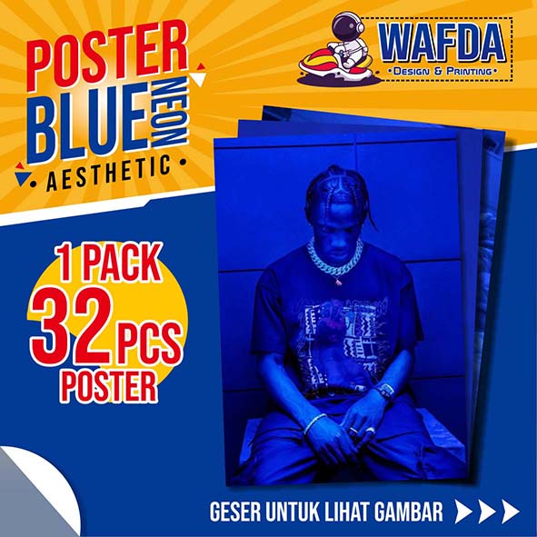 Jual Poster Blue Neon Series [a5 A4] Hiasan Dinding Aesthetic Cafe Kamar Murah Shopee