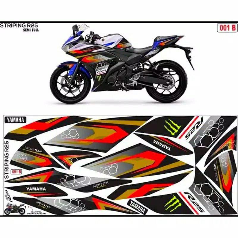 Jual striping motor R25 / striping motor Yamaha R25 / Sticker motor R25 ...