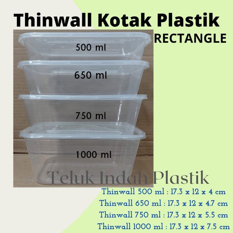 Jual 25set Thinwall Rectangale Kotak Makan 500ml 650ml 750ml 1000ml