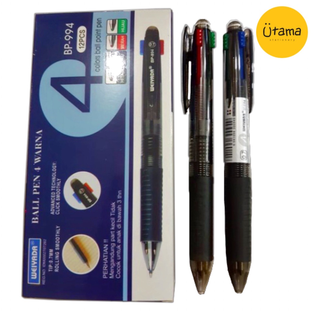 Jual Bolpen Weiyada 4 Warna BP-994/Ballpoint/Bolpoin/Pena/Ballpen ...