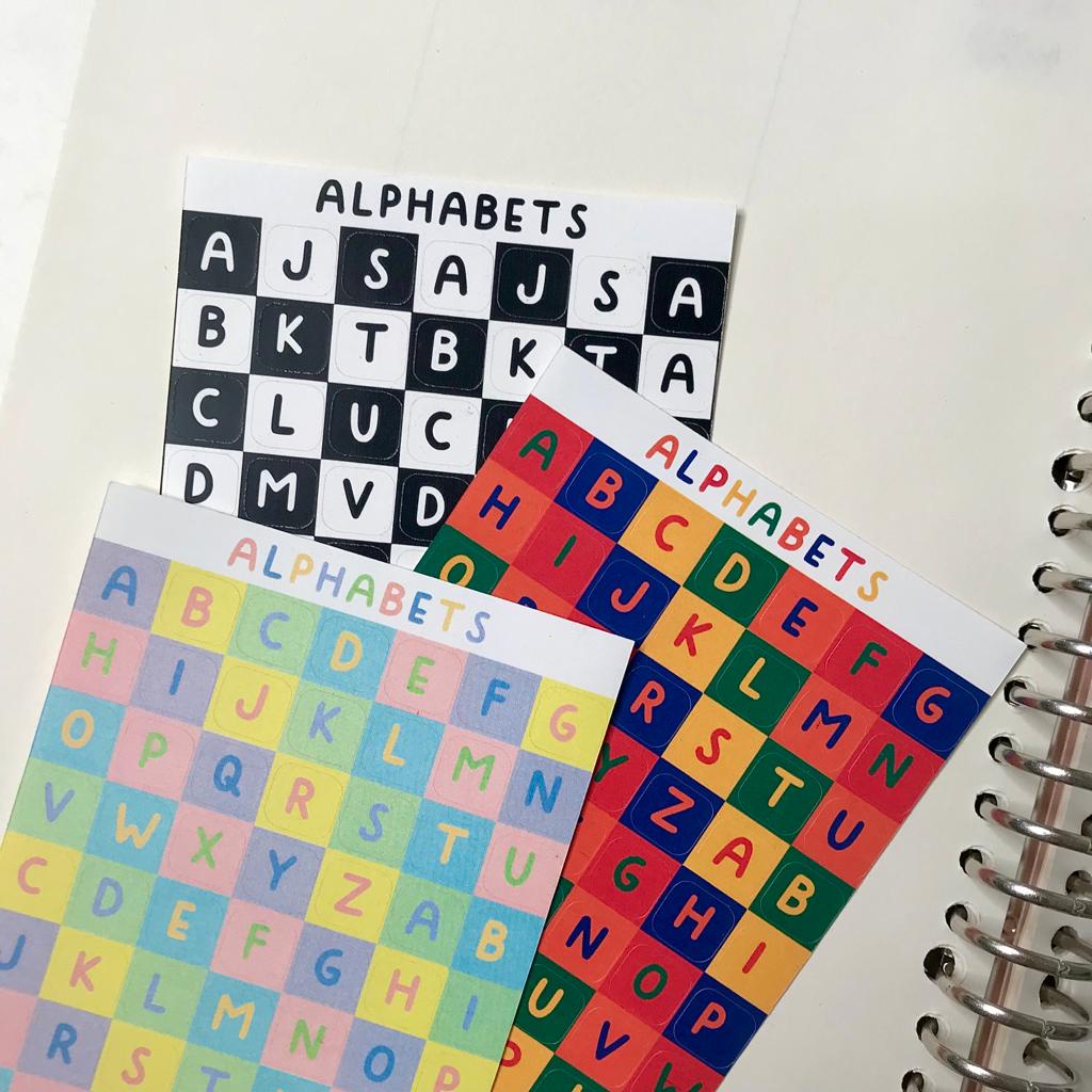 Jual Checkerboard alphabet sticker sheet/ stiker huruf kotak kotak ...