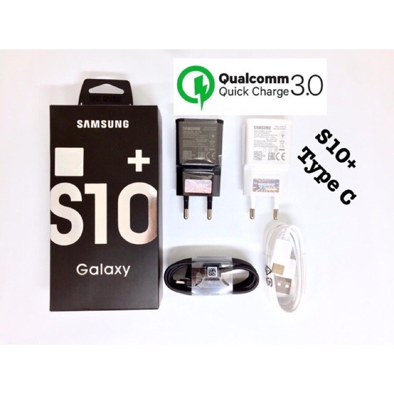 Casan Charger Ori Samsung Galaxy S10 S10 Plus Qualcomm Fast Charging  Micro USB Dan Type-C