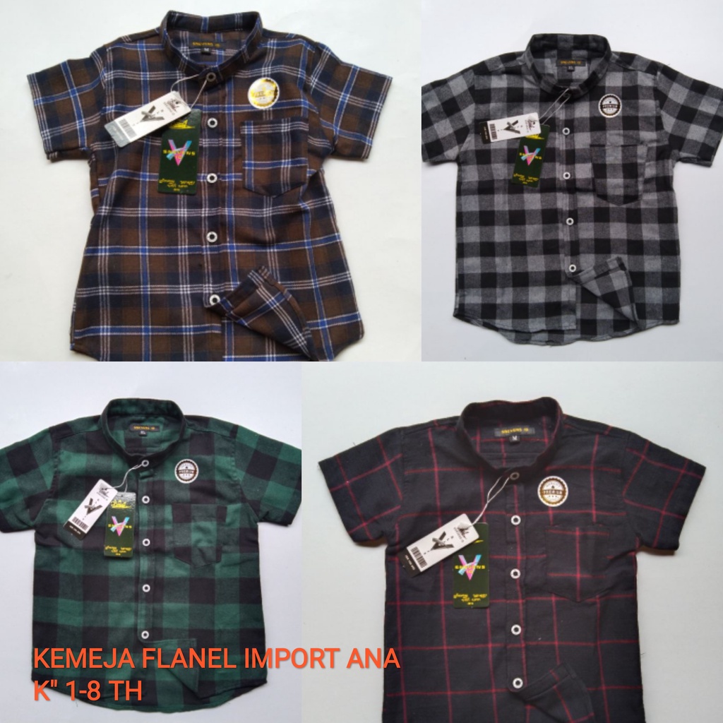Jual KEMEJA FLANEL IMPORT ANAK" USIA 1-8 TAHUN FLANEL ANAK KEMKO KEMEJA
