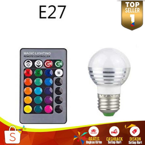 Jual Lampu Bohlam LED 3W 16 Colors Menarik Remote Control Perlengkapan ...