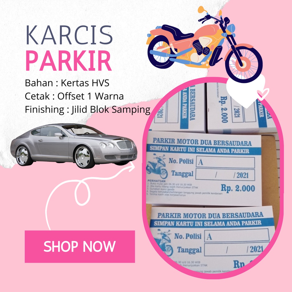 Jual KARCIS PARKIR / KARCIS PARKIR MOTOR / KARCIS PARKIR MOBIL Ukuran 1