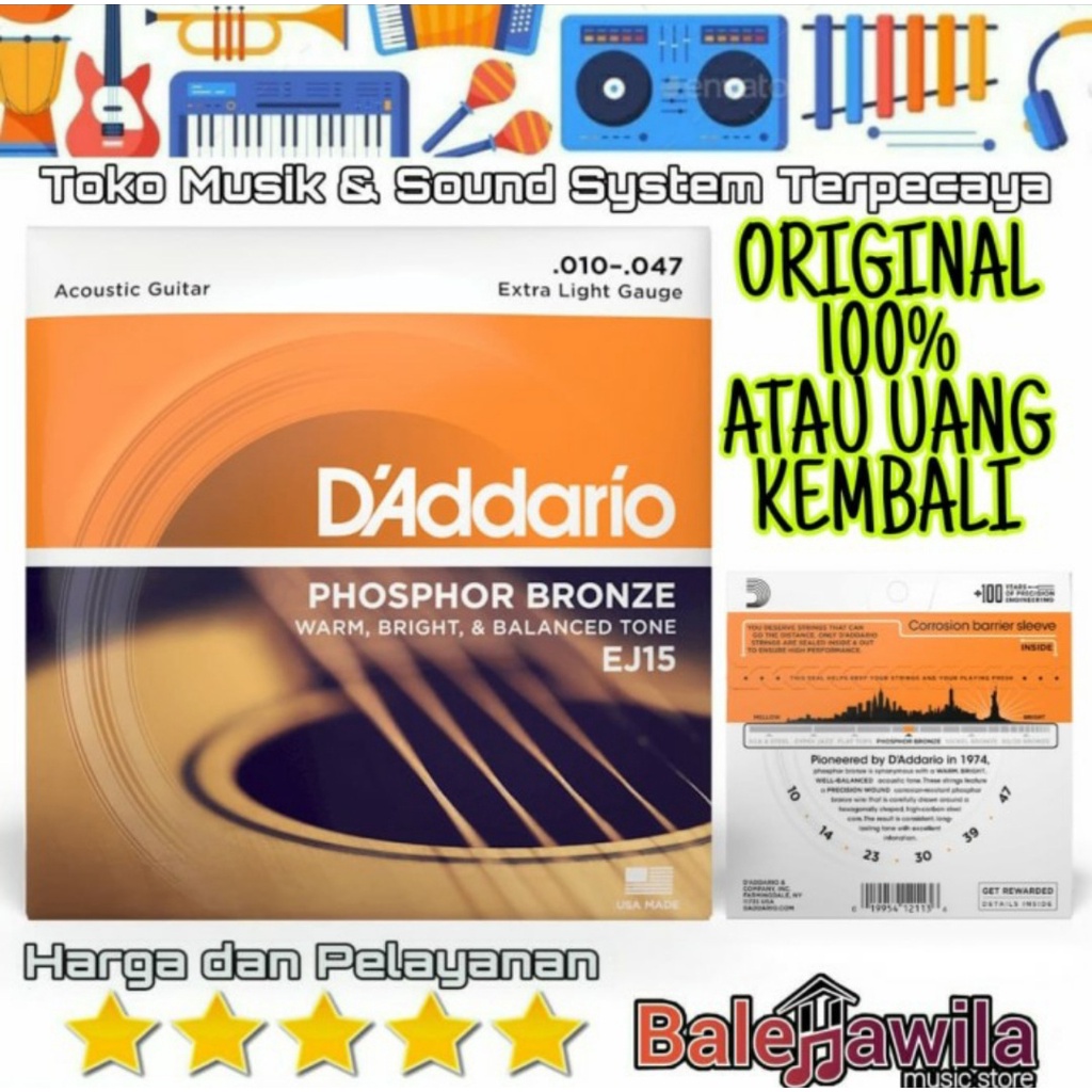 Jual Senar Gitar Akustik Acoustic Daddario Ej Senar Guitar Akustik