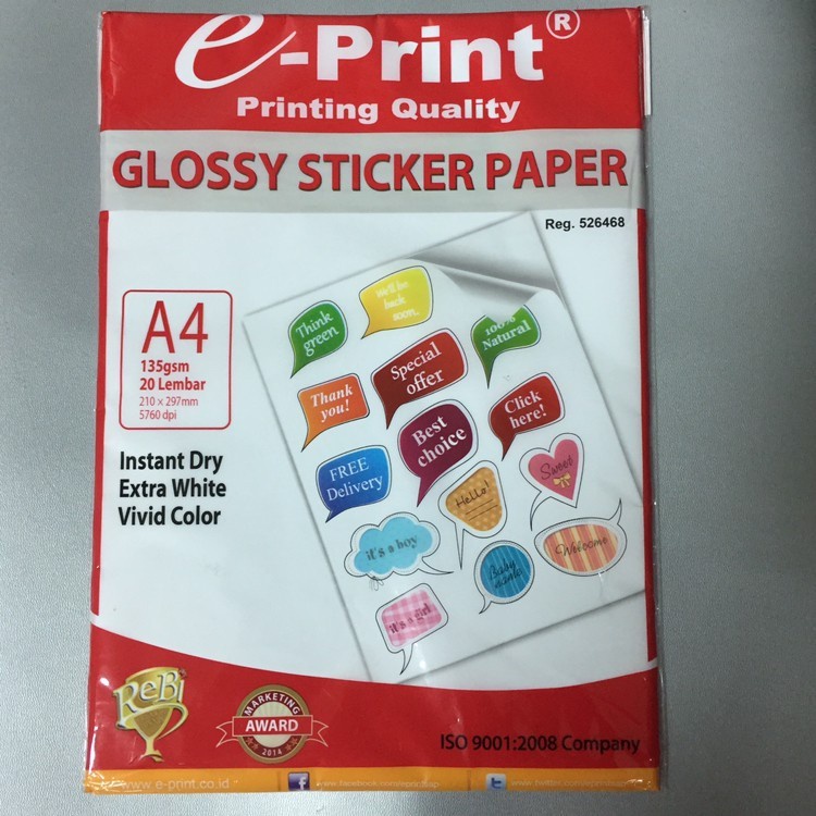 Jual Kertas Sticker 135gsm ePrint Sticker Glossy Paper 135 gsm