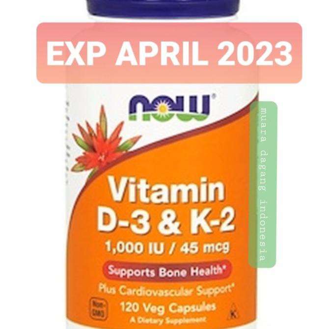 Jual VITAMIN D3 1000 IU& K2 45 mcg NOW FOODS 120 caps Halal