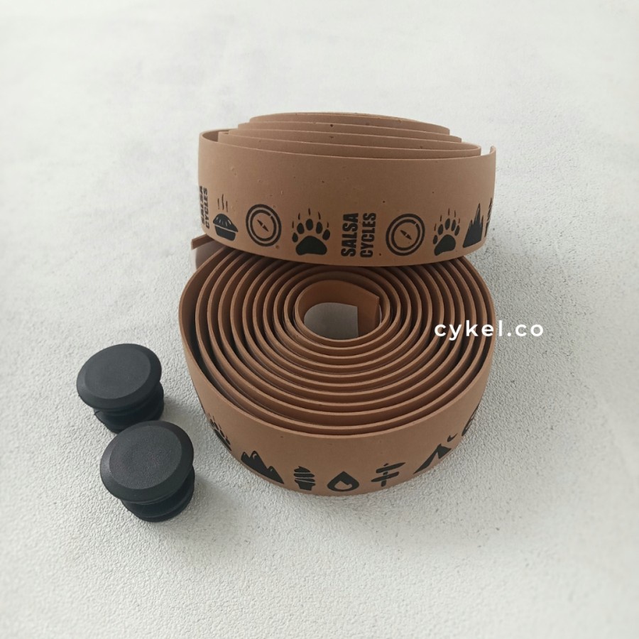 Jual salsa cycles glyph gel cork bartape black tan dark brown bar tape