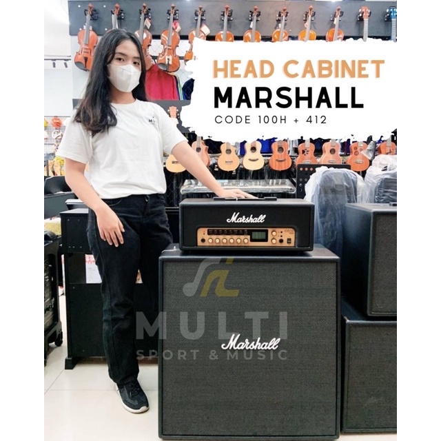 Jual Ampli Gitar MARSHALL Code 100H Head 100W + Cabinet Code 412 HC