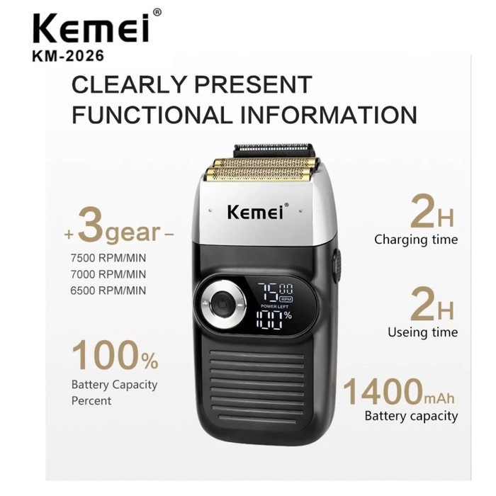 Jual Alat Cukur Rambut Hair Clipper Cordless Razor Shaver Kemei KM-2026 ...