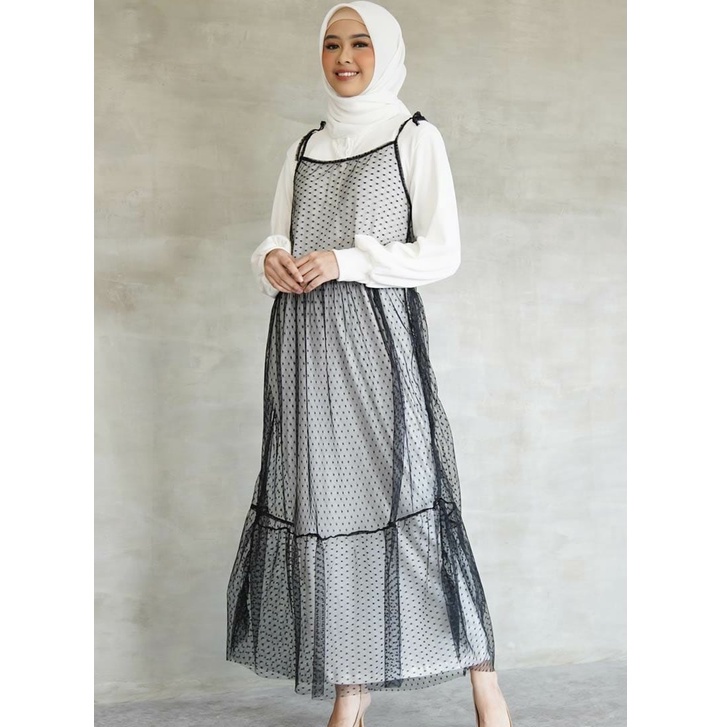 Jual OUTER TULLE DOT - Outer Tile Brukat | Outer Gamis Panjang Kekinian ...