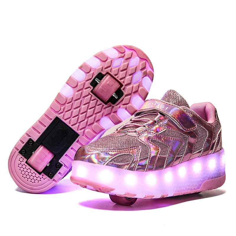 Jual Sepatu Roda Dua Roda Heelys Anak Cermin Lampu Sepatu Remaja USB ...