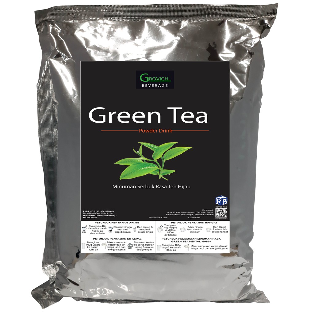 Jual Minuman Bubuk rasa Teh Hijau (Green Tea powder drink) GROVICH 1kg ...