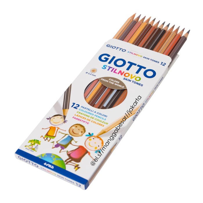 Giotto Crayons de couleur Stilnovo Skin Tone – Lot de 12 couleurs assorties