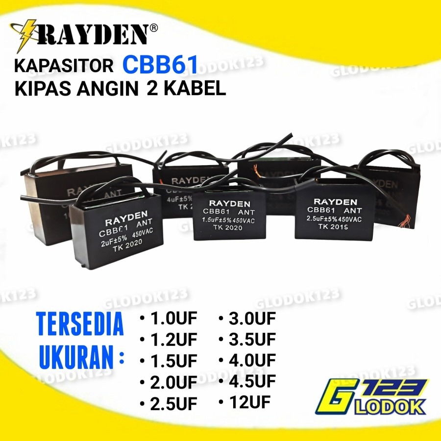 Jual Kapasitor Kipas Angin CBB61 1.5UF 2UF 2.5UF 3UF 3.5UF 4UF 4.5UF