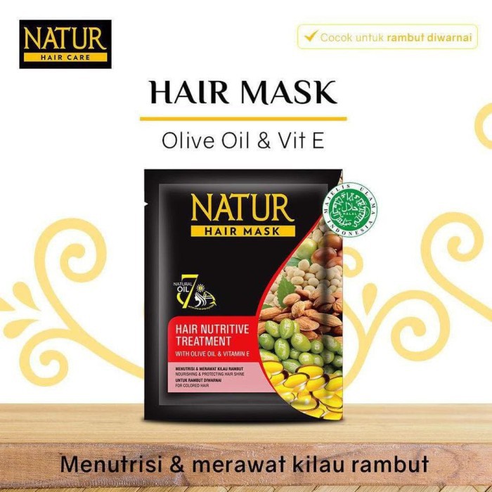 Jual Natur Hair Mask With Olive Oil&Vitamin E 15Gr / Masker Rambut ...