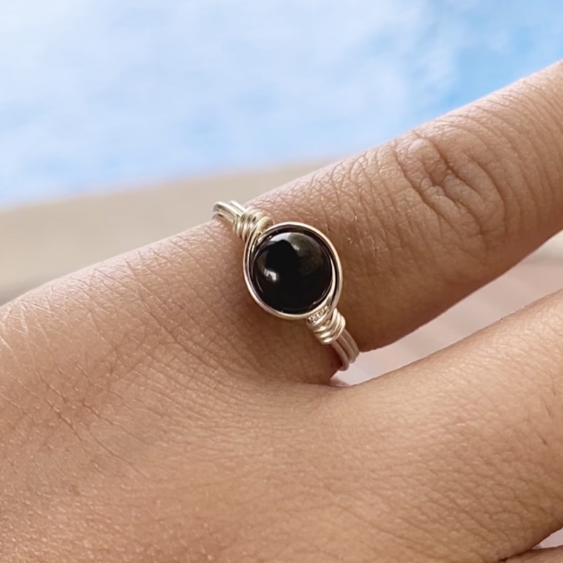 Jual CINCIN KAWAT WIRE RING BATU ALAM ASLI NATURAL BLACK TOURMALINE 021 ...