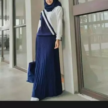 Rok Plisket Wanita Panjang Premium All Size Fit To XL