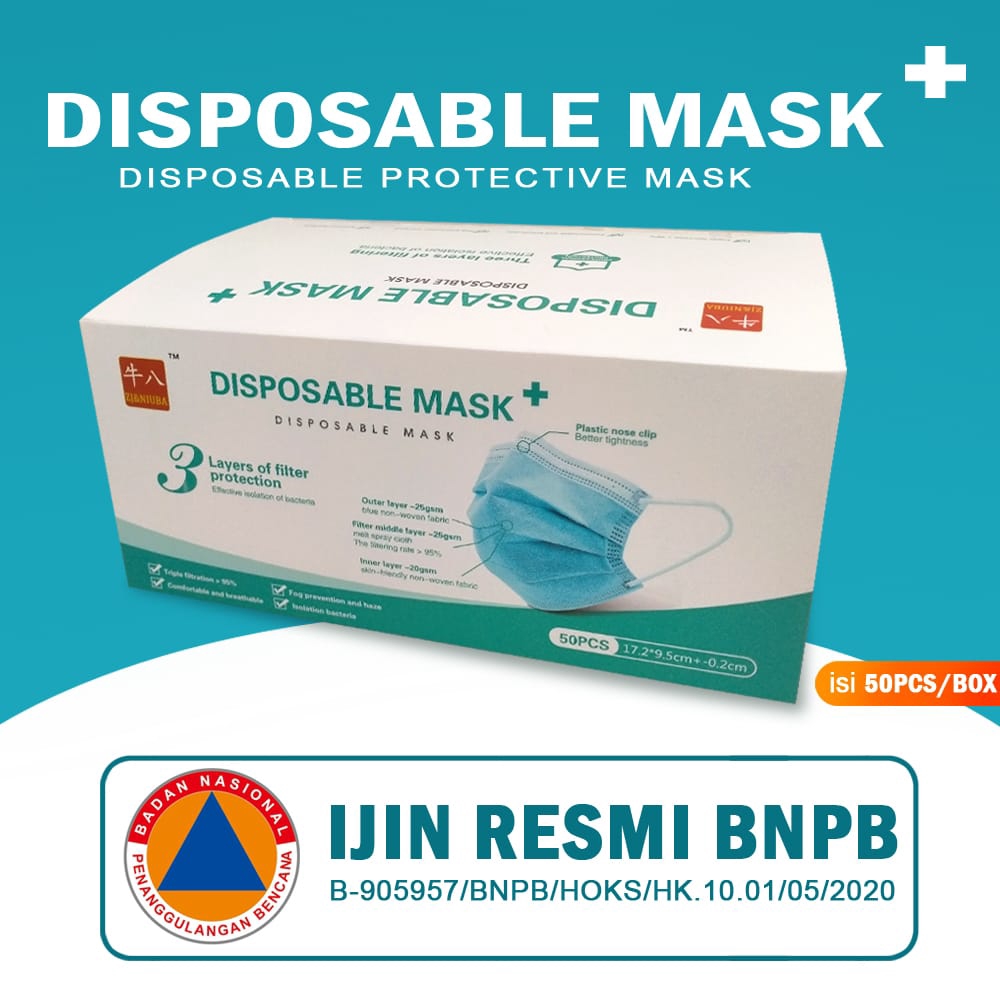 Jual Masker 3ply Murah Earloop Disposable Mask 3ply Izin Resmi BNPB ...