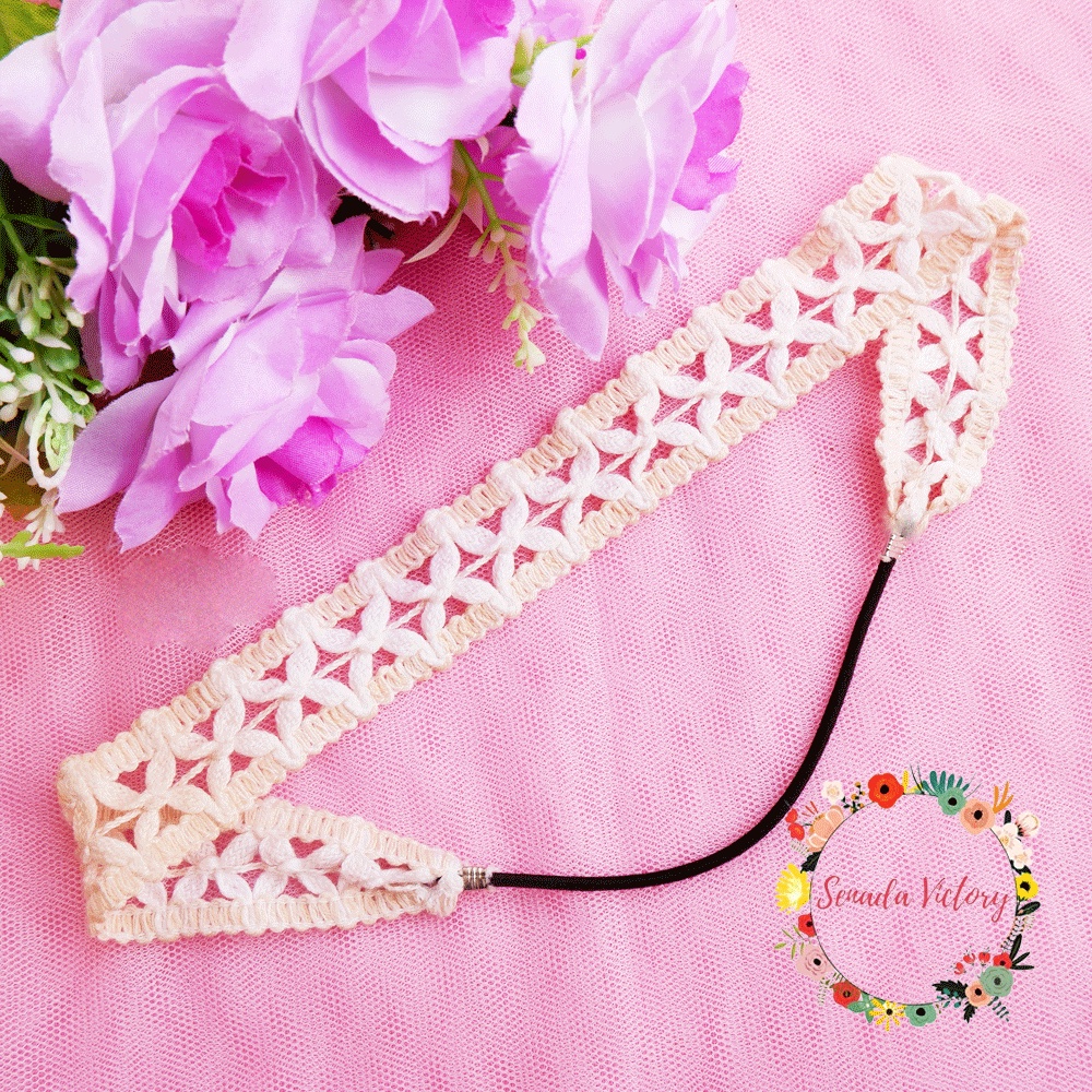 Jual Senada Victory Bando Rajut Wanita Renda Elastis /Ikat Kepala Renda ...