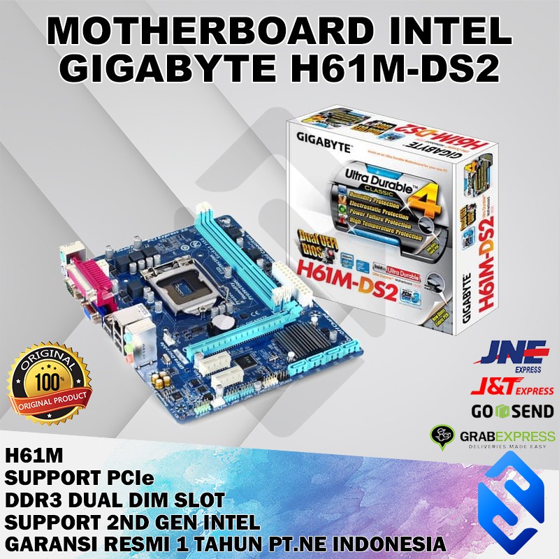 Jual MOTHERBOARD GIGABYTE GAH61MDS2 H61 Micro ATX LGA 1155 MURAH