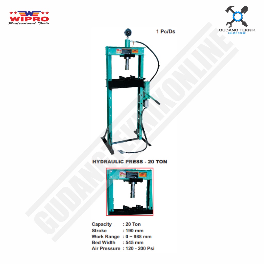 Jual Mesin Hidrolik Hydraulic Press Kapasitas 20 Ton WIPRO / Mesin ...