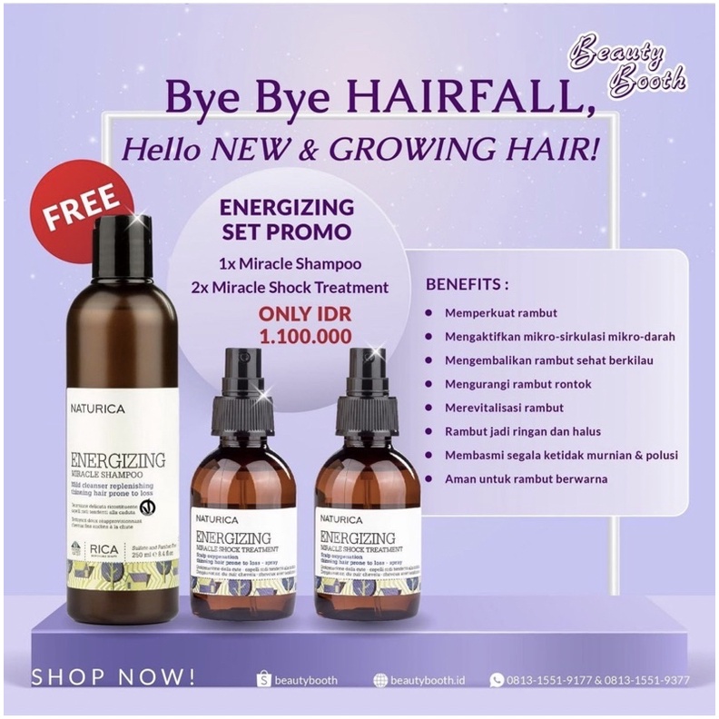 NATURICA Energizing 2 serum 1 shampoo Paket Rambut Rontok ( 1 shampoo 250ml + 2 treatment 100ml ) - Beauty Booth Beautybooth