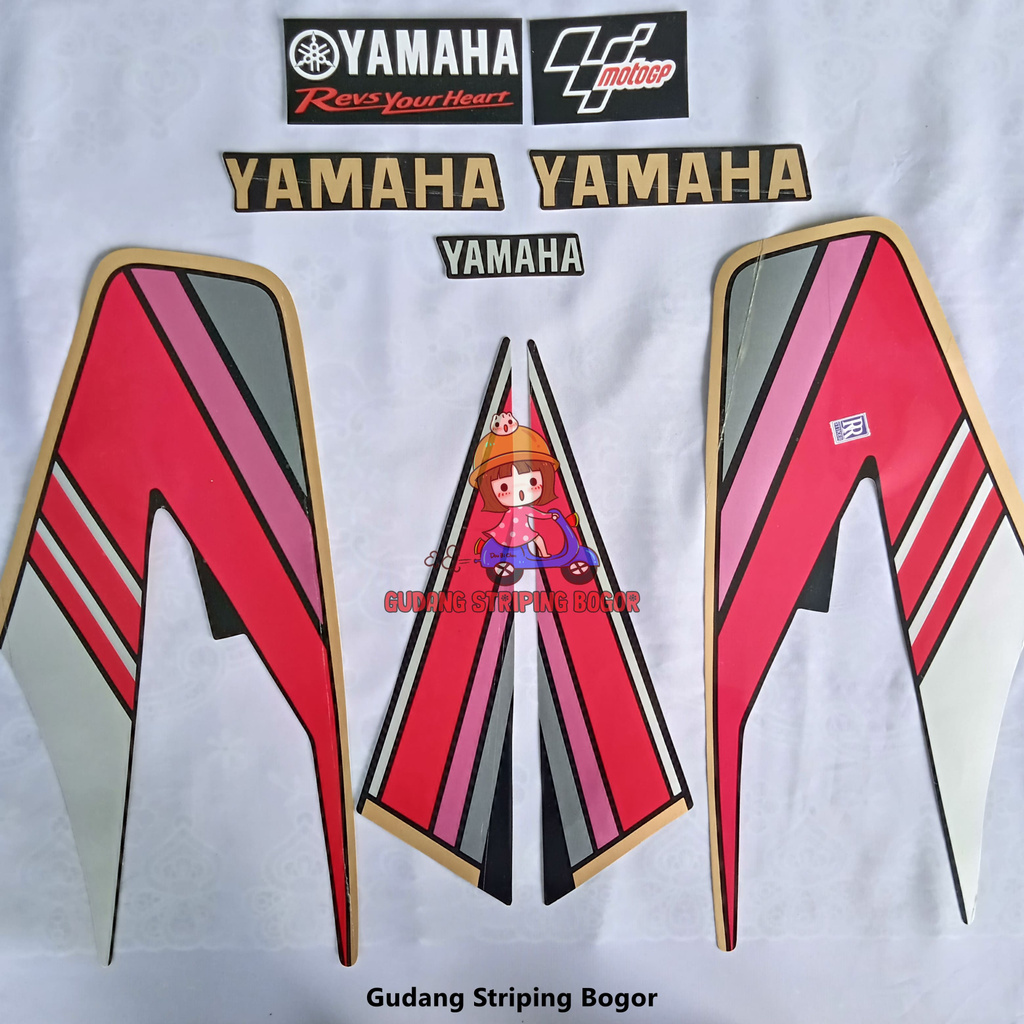Jual STIKER STRIPING BODY MOTOR YAMAHA RX KING 1994 HITAM (MERAH