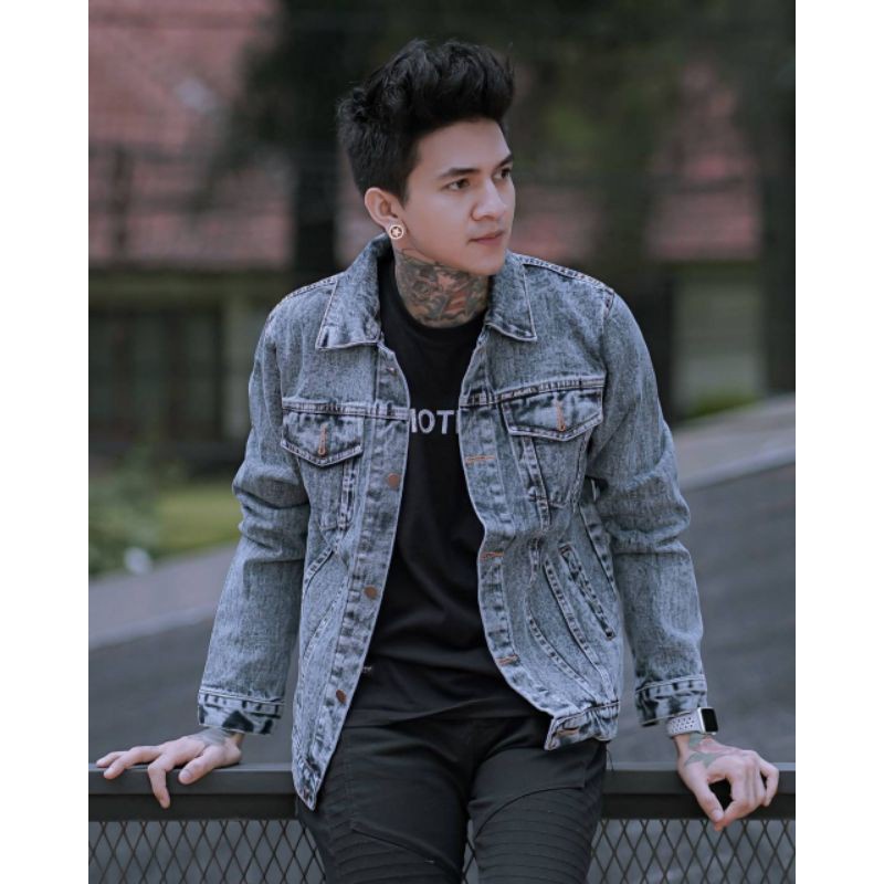 Jual Promo jaket jeans pria denim pria jaket denim QUALITY PREMIUM GARMEN SNOW SANDWASH Shopee Indonesia