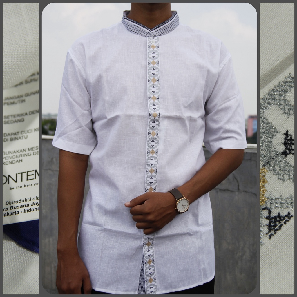 Jual Baju Koko Pria Contempo Lengan Pendek Motif Bordir 07 Baju Muslim