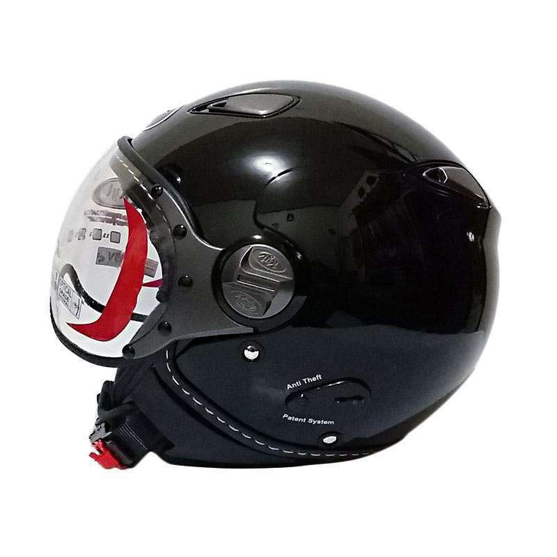 Jual HELM KYT ELSICO RETRO HITAM BLACK GLOSS KYT HALF FACE Shopee