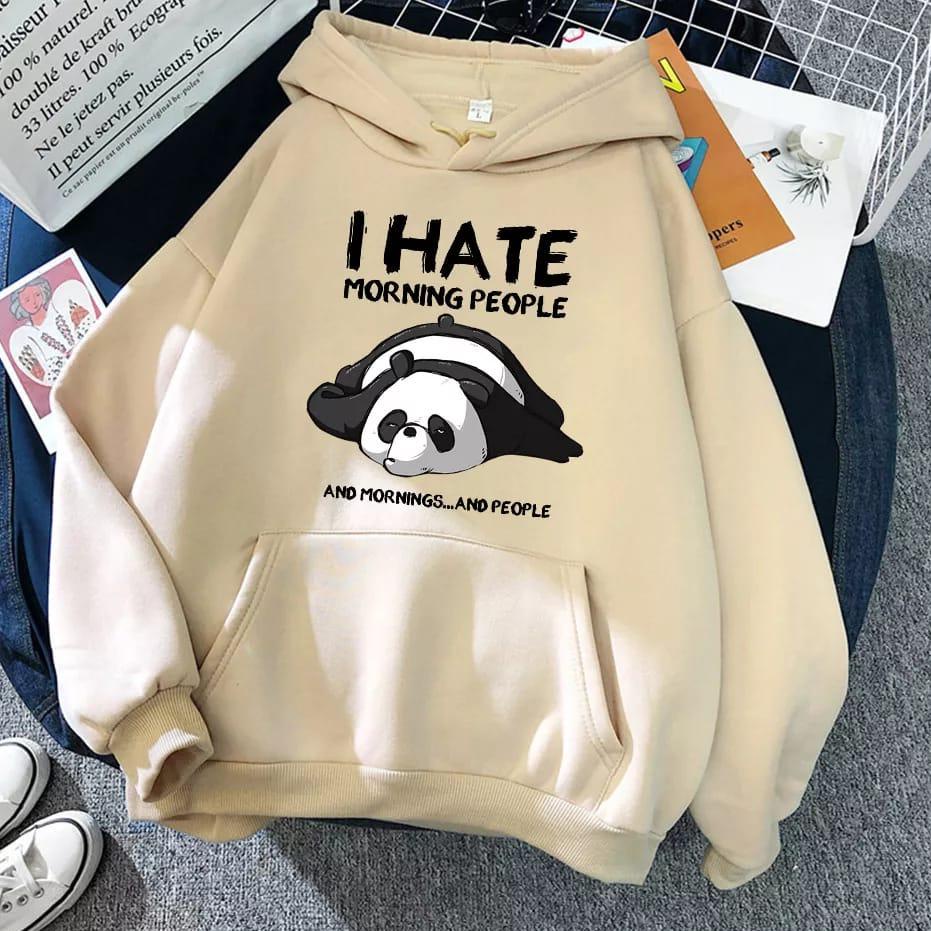 Jual I HATE MORNING PEOPLE PANDA SWEATER CREWNECK BAHAN BABYTERRY 