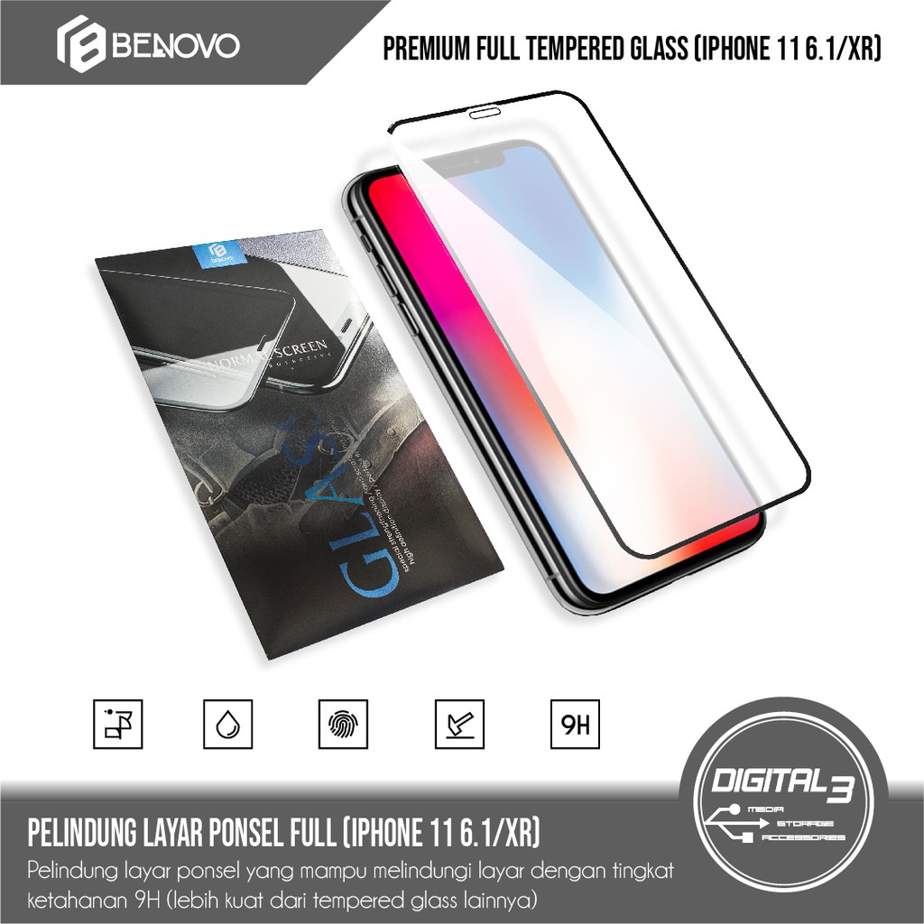 Jual Benovo Full Tempered Glass Screen Guard Anti Gores 2.5D iPhone XR